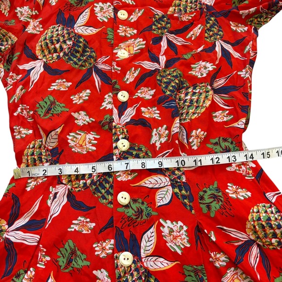Polo Ralph Lauren Women's Red Pineapple Floral Print Button Down Romper Size 4 - Picture 10 of 12